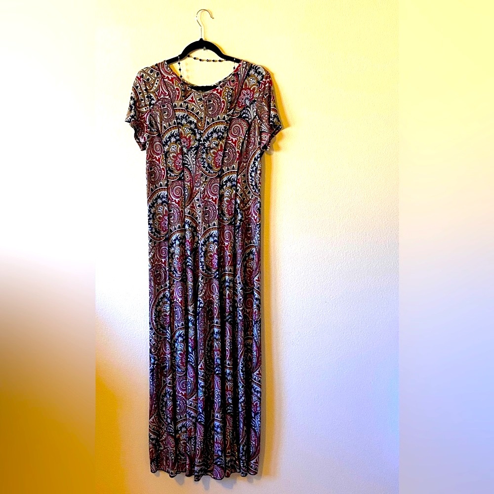 Vintage 80s Cosmopolitan Style PAISLEY MAXI Wide Leg Romper Jumper